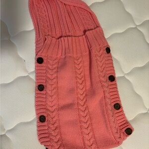 Baby Cable Knit Button Sweater sack- Coral Pink